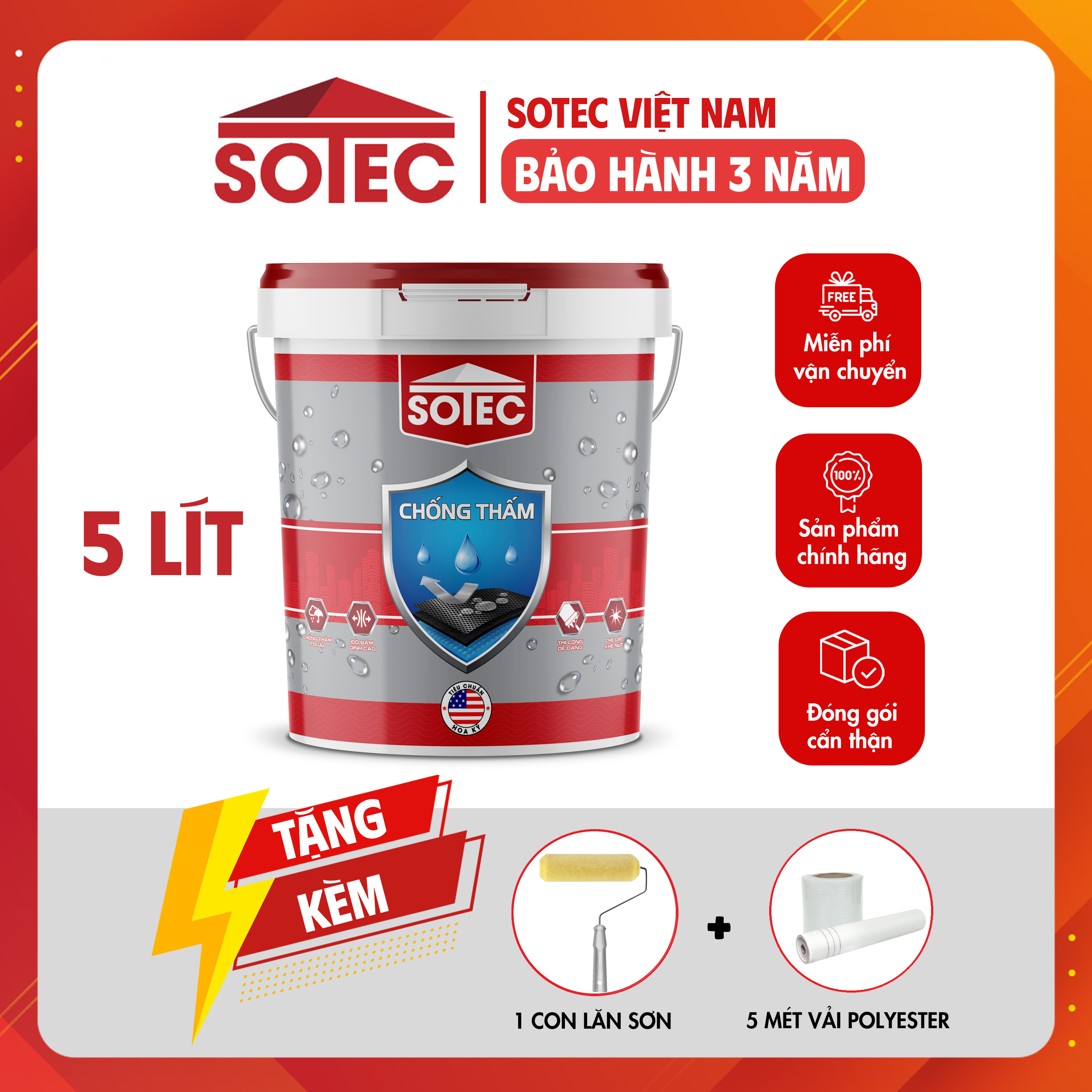  Keo trong suốt SOTEC - POXY  5 Lít  chống thấm tường ngoại thất đá tự nhiên gạch men màu vật liệu không đổi. 
