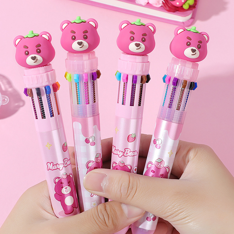 Bút bi nhiều màu gấu dâu losto