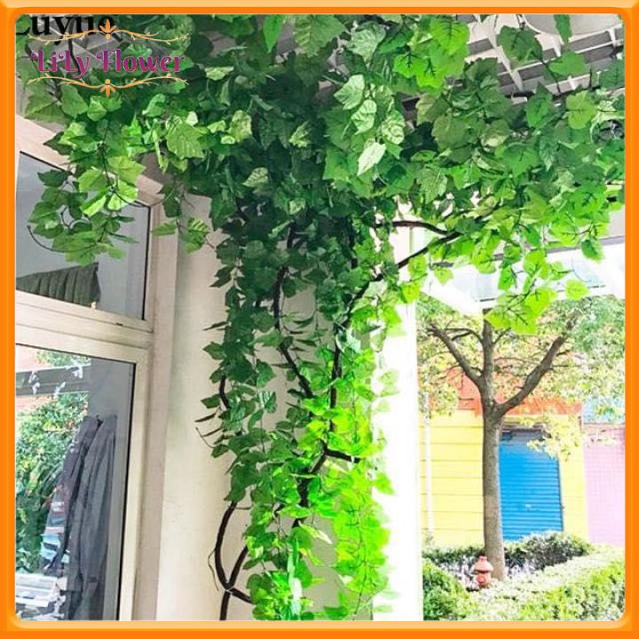 Dây lá giả trang trí, Dây lá nho dài 2m4 trang trí sân vườn - trang trí quán cà phê, nhà hàng, đám cưới