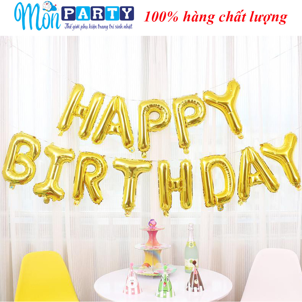 Bóng chữ happy birthday trang trí tiệc sinh nhật, set bộ bóng chữ happy birthday đủ màu
