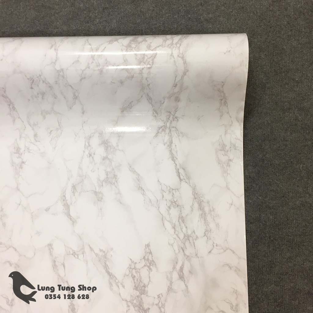 Decal đá hoa cương màu trắng ( vân nhỏ ) - giấy dán tường dán bàn tủ có sẵn keo ( khổ 1,2m )