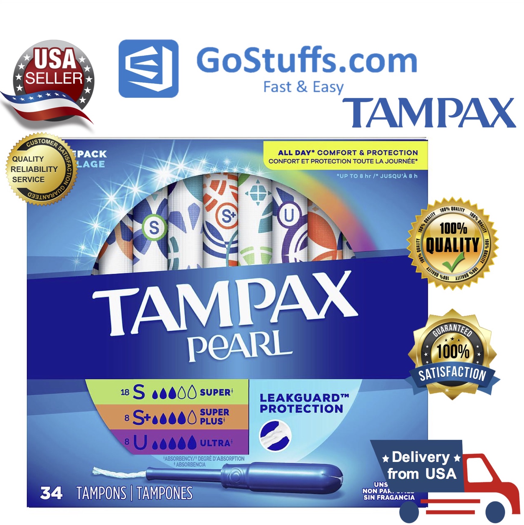 [HCM][Hàng Mỹ] Tampon siêu thấm Tampax Tampon Super Super Plus Super Ultra 34 miếng