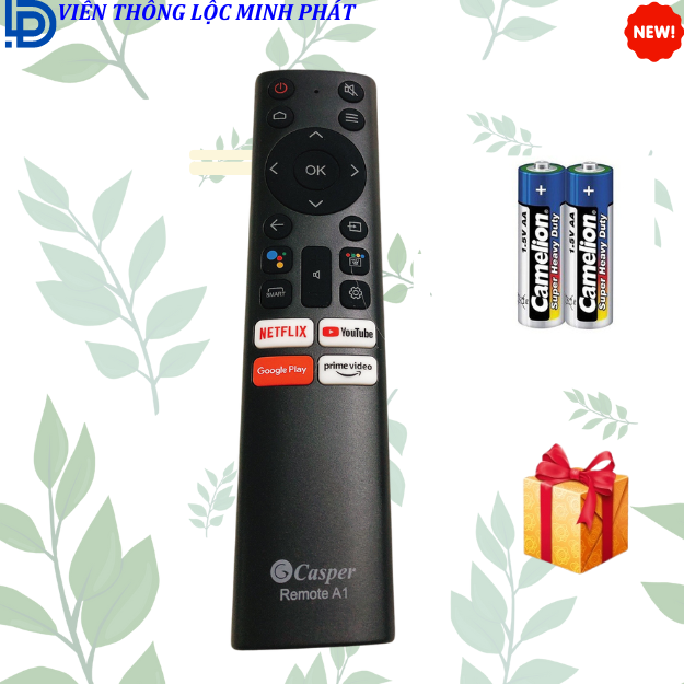  Remote điều khiển tivi Casper A1 Điều Khiển TV Casper Internet Có Giọng Nói - Tặng kèm pin 