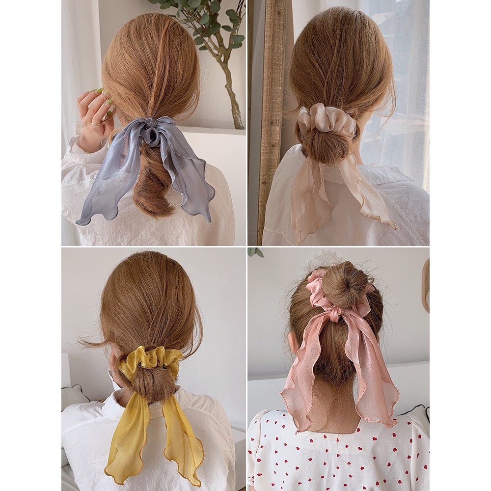 Dây buộc tóc phối lụa phong cách hàn quốc xinh xắn thanh lịch