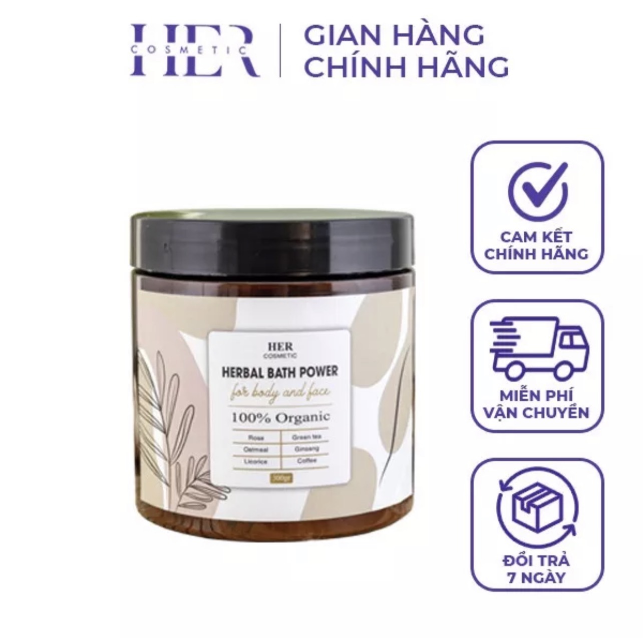 Bột Tắm Trắng Thảo Dược Her Cosmetic Dạng Hủ