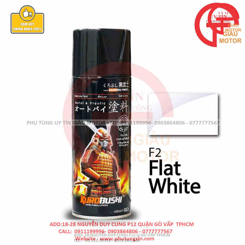 Sơn samurai màu tiêu chuẩn f2 màu trắng mờ flat white