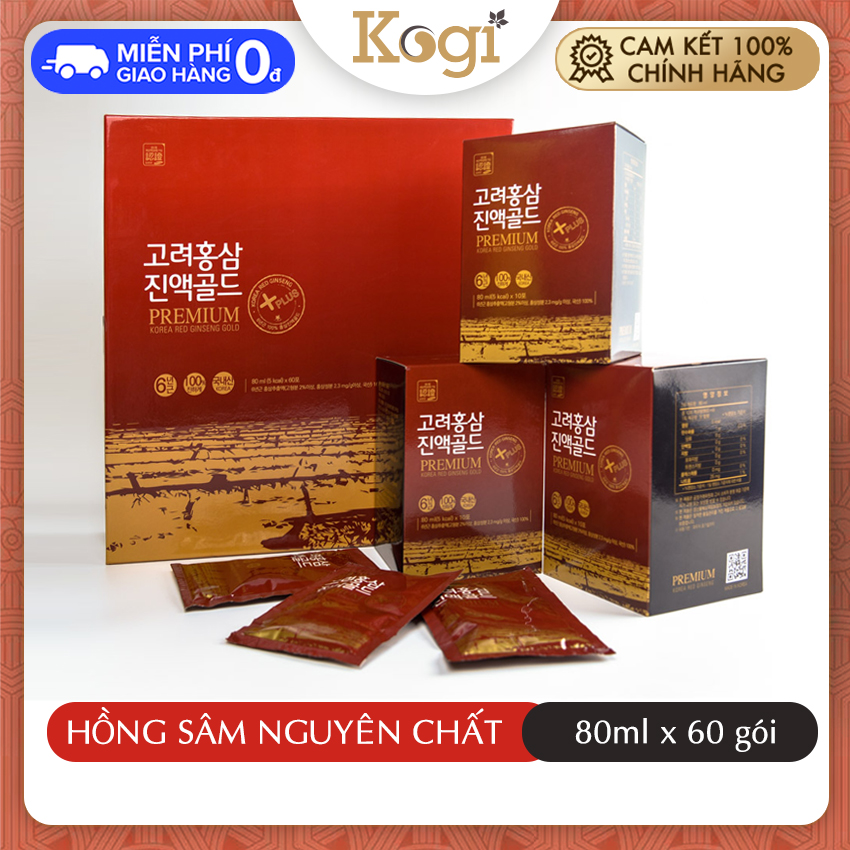 Hộp 60 túi tinh chất 100% hồng sâm daedong korea - korea red ginseng gold premium