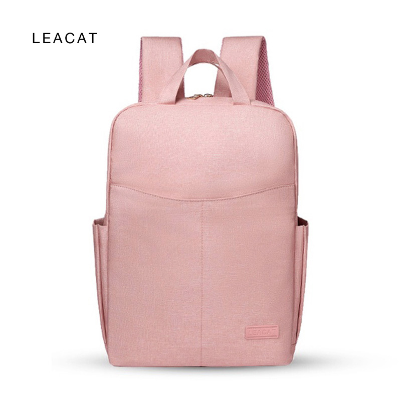 Leacat Ba Lô Đựng Máy Tính Xách Tay Nữ Chống Nước Chống Sốc Phù Hợp Với Máy Tính Xách Tay 13.3 14 15 15.6Inch Ba Lô Công Sở Macaron Đơn Giản Cặp Học Sinh Nam Nữ