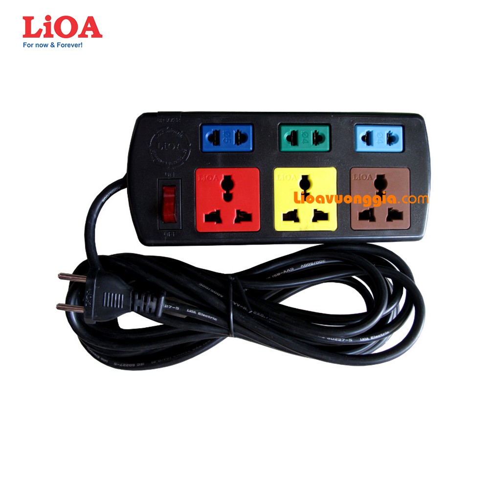 Ổ cắm kéo dài đa năng kết hợp lioa - 2200w 6 ổ cắm dây dài 3m/5m