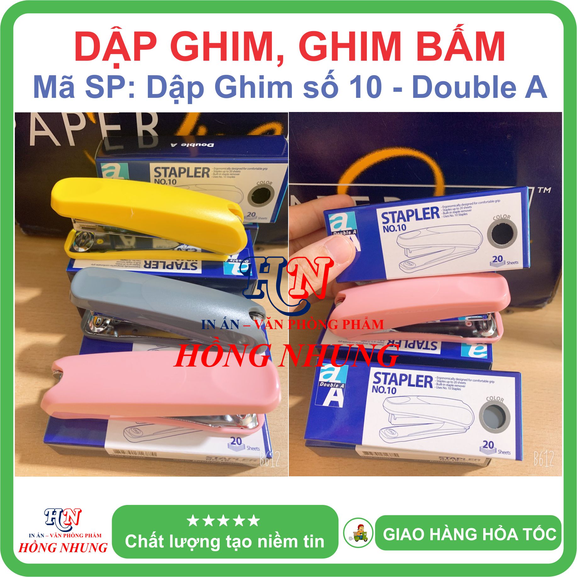[SALE] Dập Ghim, Bấm Ghim Double A Số 10 Dành cho Kim Bấm Số 10, Giúp Bạn Bấm Ghim Giấy Tờ Gọn Gàng