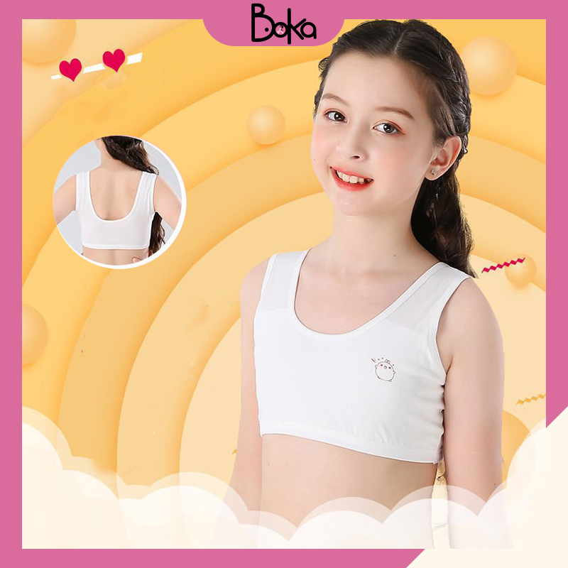 Áo lót học sinh nữ vải cotton 2 lớp dây bản to không đệm mút không ngọng thoáng mát cho tuổi mới lớn - ao lot hoc sinh nu day to