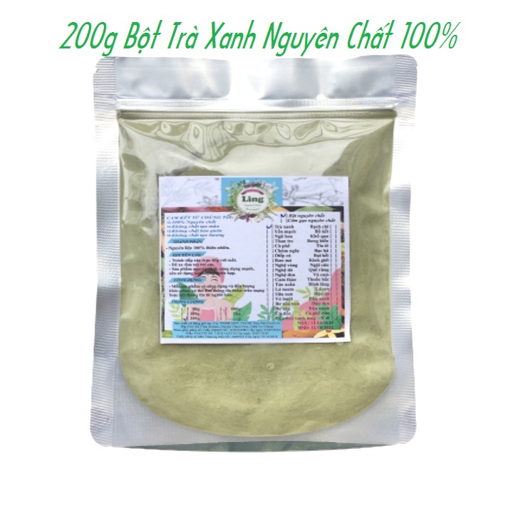 Bột trà xanh 100g-200g có giấy VSATTP và ĐKKD nguyên chất thiên nhiên 100% dùng để đắp mặt đa công dụng