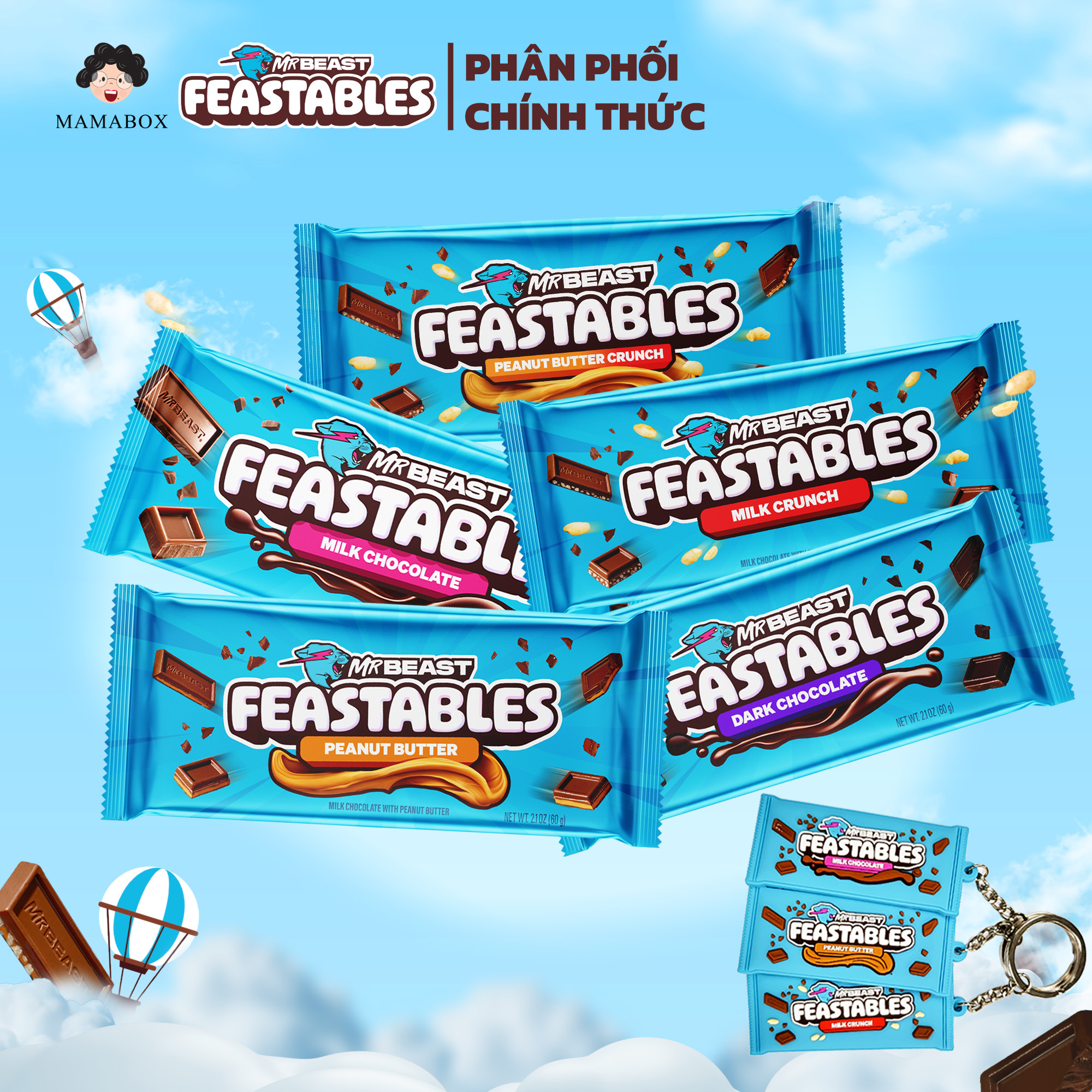 Combo 5 thanh NEW Kẹo Socola Feastables Mr.Beast chính hãng