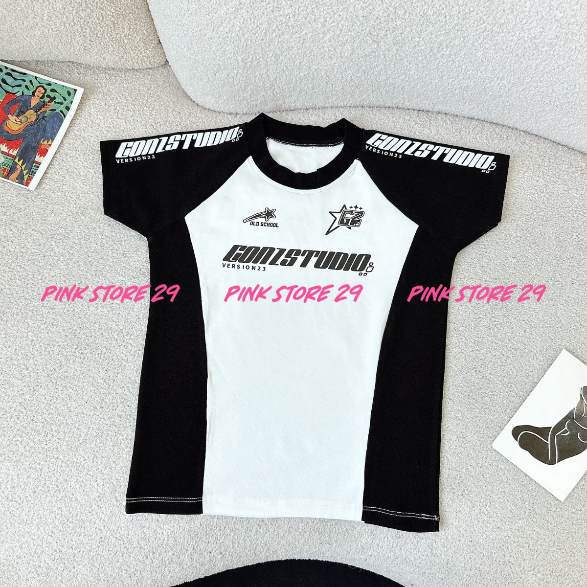 Áo thun Baby Tee tay raglan PINKSTORE29 phong cách in hình Gonz V3 A5840