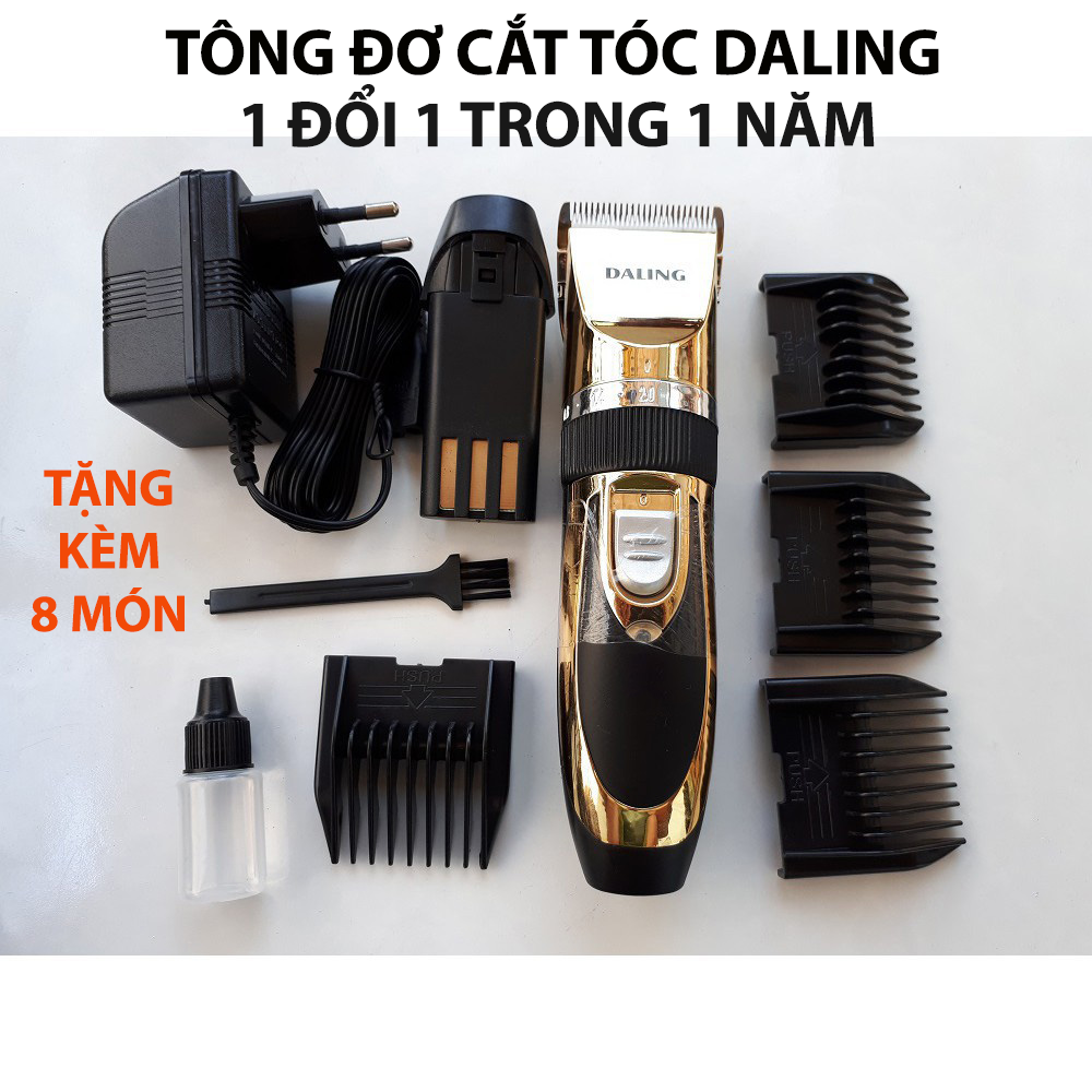 Tông đơ cắt tóc Daling 1006 công suất 12W tặng kèm pin dự phòng HoKaDo, tăng đơ cắt tóc Daling tặng kèm 8 món phụ kiện