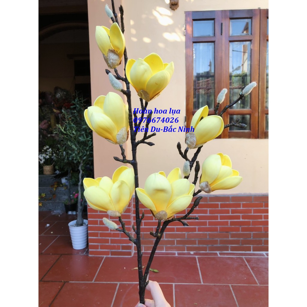 Mộc Lan Xốp 7 Bông Nụ, Cao 75cm Phù Hợp Cắm Bình Gốm Trang Trí Nhà Cửa