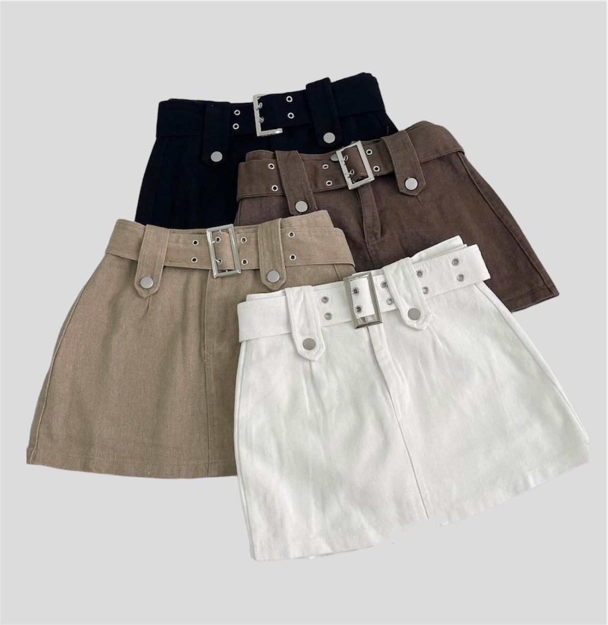 Chân váy jeans ngắn kèm đai Ulzzang