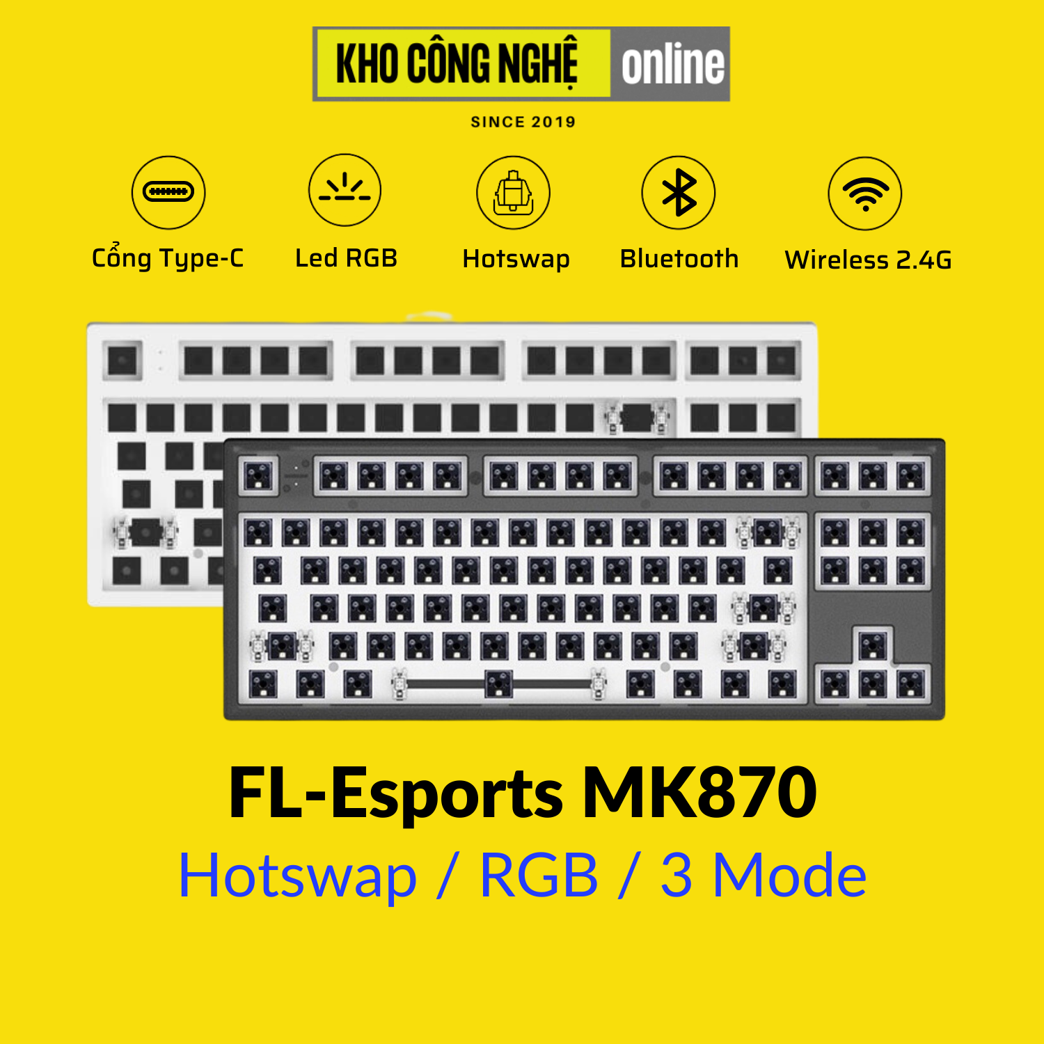 MK870 - Kit bàn phím cơ FL-Esports MK870 (Mạch Xuôi/ Hotswap / Led RGB) - Hàng Chính Hãng