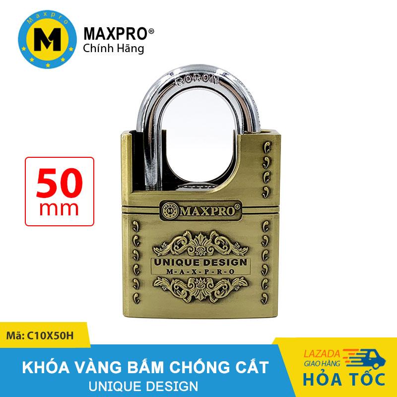 [HCM]Ổ Khóa Chống Cắt Ổ Khóa Cửa Bấm Chìa Nhọn MAXPRO Hoa Văn Nổi 50mm - C10X50H