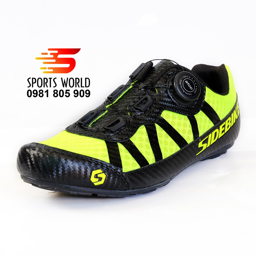 Giày đạp xe không can, khóa vặn SIDEBIKE SD-014 (vàng NEON) -- SPORTS WORLD SHOP