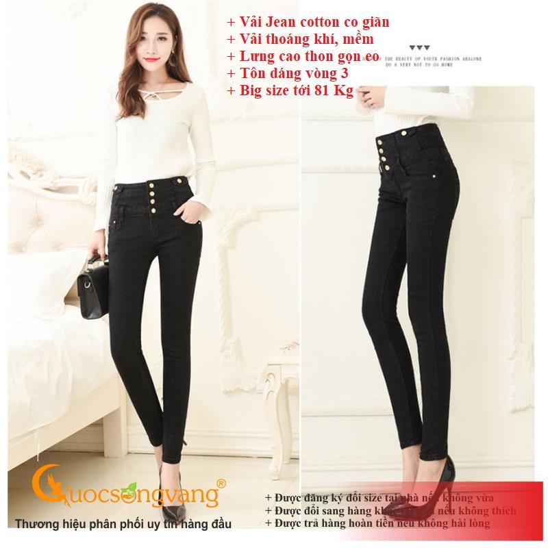 Quần jean lưng cao đẹp quần lưng cao nhiều nút GLQ097