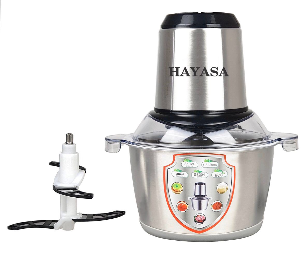 Máy xay thịt, xay thực phẩm đa năng hayasa ha-386 650w cối inox 1.3 lít