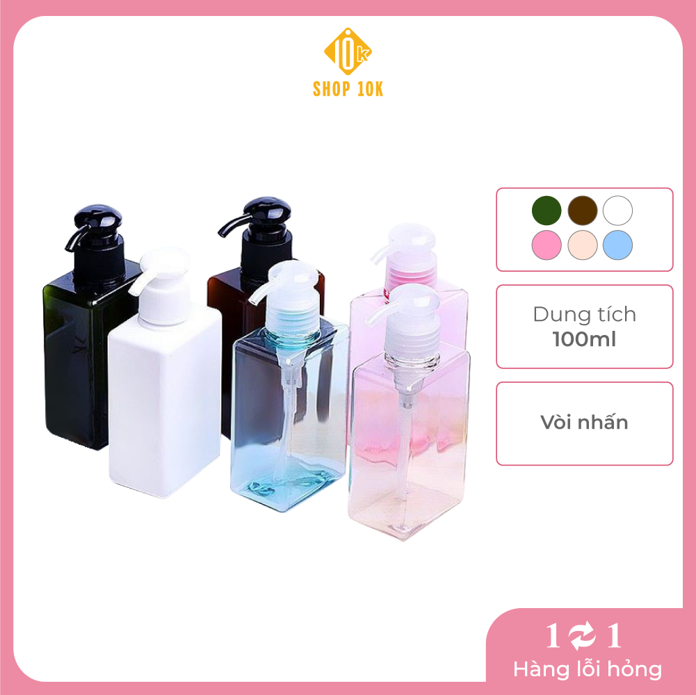 Chai chiết mỹ phẩm dạng vòi ấn 100ML dùng để chiết mỹ phẩm, dầu gội, sữa tắm