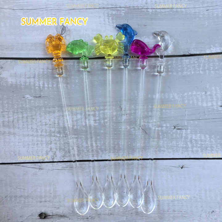 2 Muỗng khuấy trang trí sao vỏ ốc trà sữa, sinh tố, cà phê, cocktail