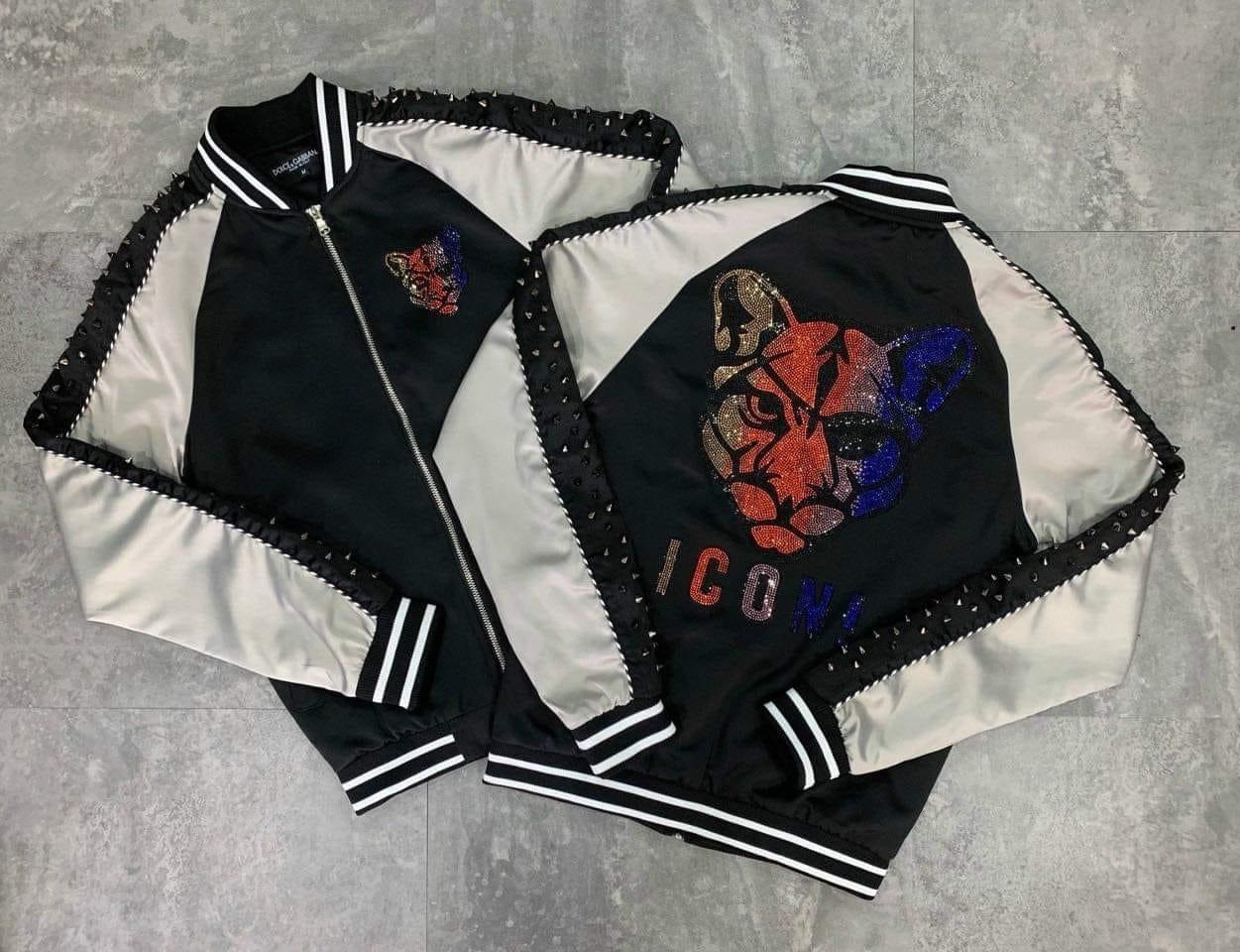 Áo khoác đính đá ICON báo, áo bomber icon