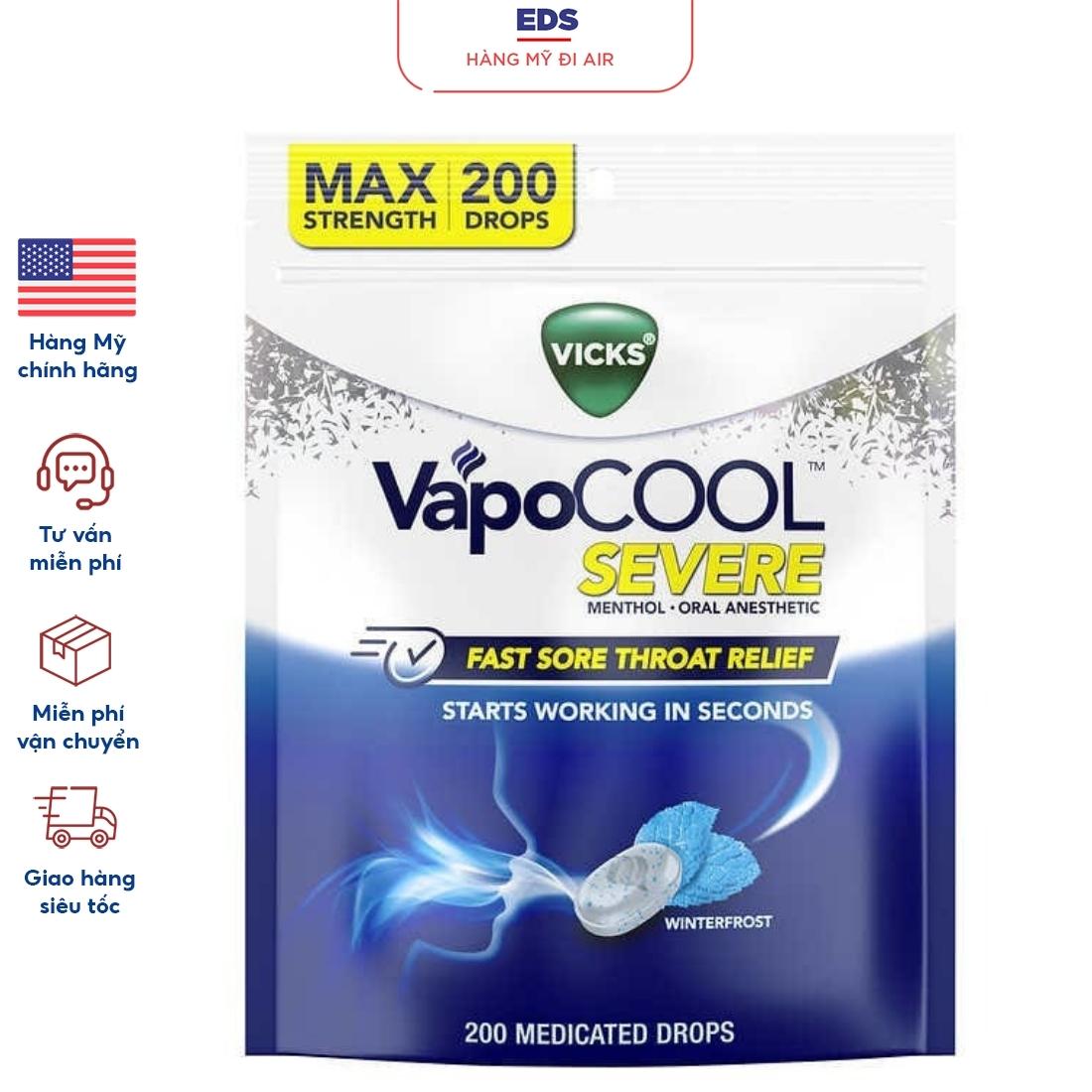 Kẹo ngậm giảm ho thông mũi date 2027 Vicks VapoCool Max Strength  - EDS Hàng Mỹ