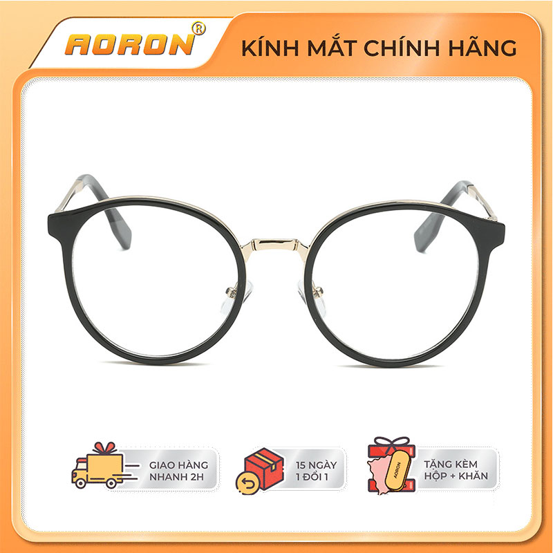 Kính giả cận nữ, gọng kính cận thời trang gọng tròn cao cấp - ak032 - aoron