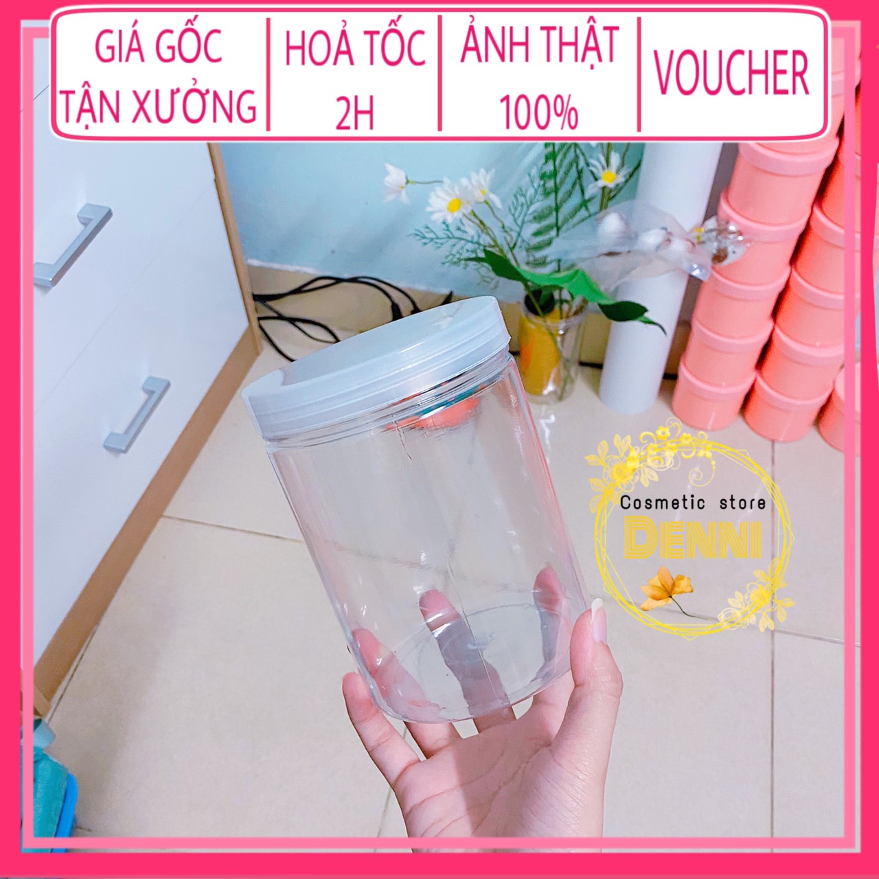 Hủ nhựa trong suốt đựng kem 1kg