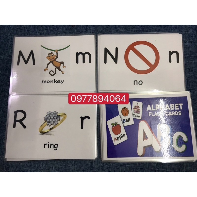 Flashcards 26 letters dạy phonics - ép plastic kèm video❤️giáo cụ đồ dùng dạy học Tiếng Anh