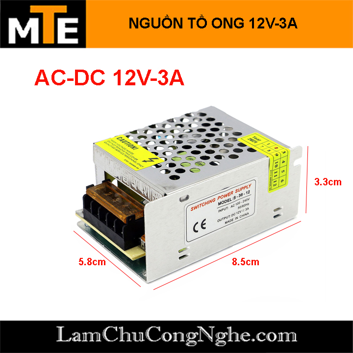 Nguồn tổ ong, nguồn led 12v 3a s-36-12