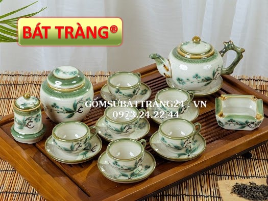 Bộ ấm chén uống trà đẹp ấm pha trà giả cổ cao cấp ấm trà quà tặng sang trọng