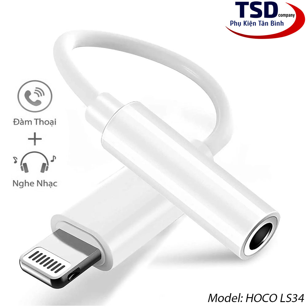 Jack Chuyển Cổng Lightning Sang 3.5mm Hoco LS34 Chính Hãng