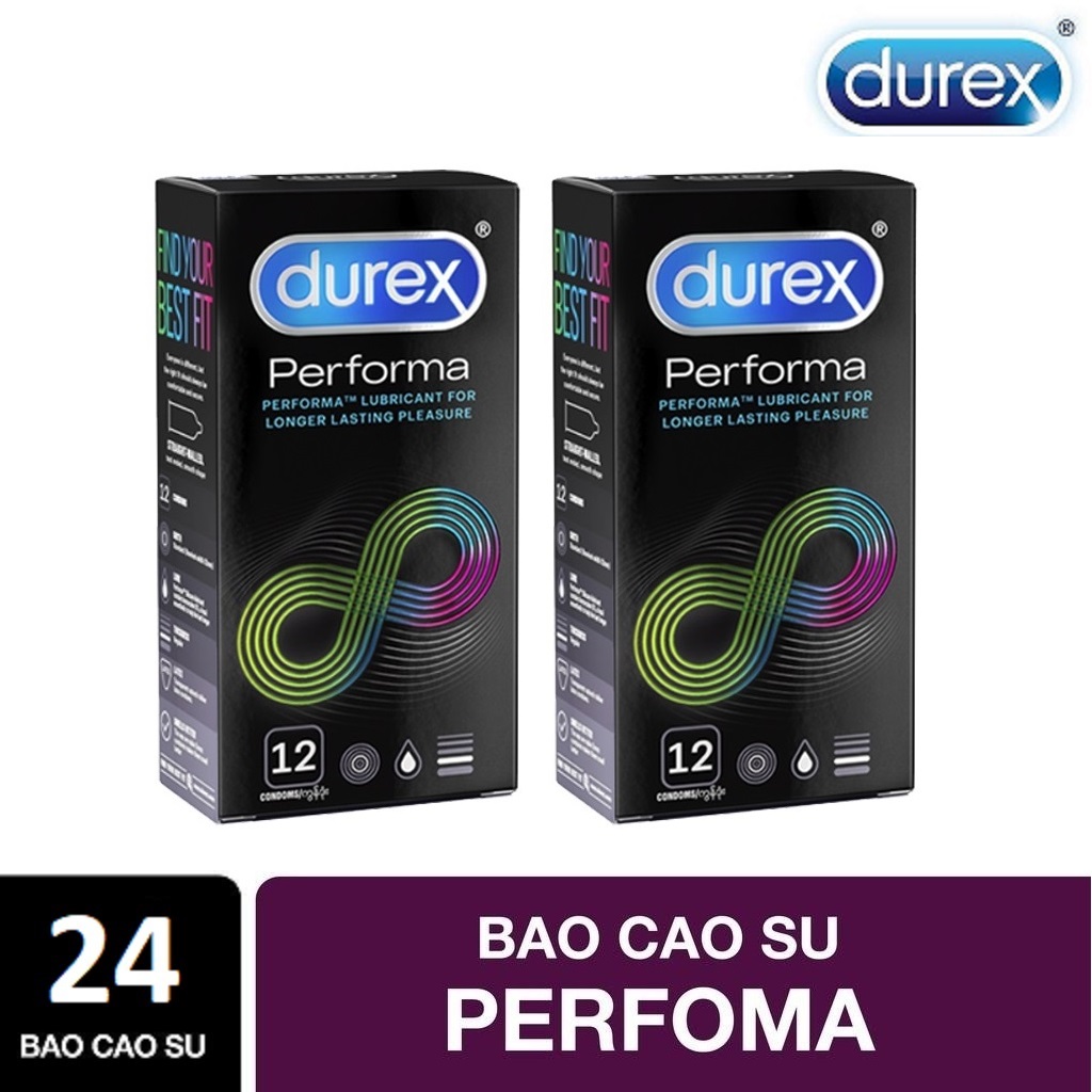 Bộ 2 hộp Bao cao su Durex Performa 12 bao kéo dài thời gian