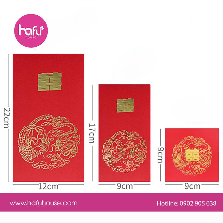 COMBO 10 BAO LÌ XÌ ĐÁM CƯỚI HỶ VÀNG LONG PHỤNG HAFU HOUSE M5