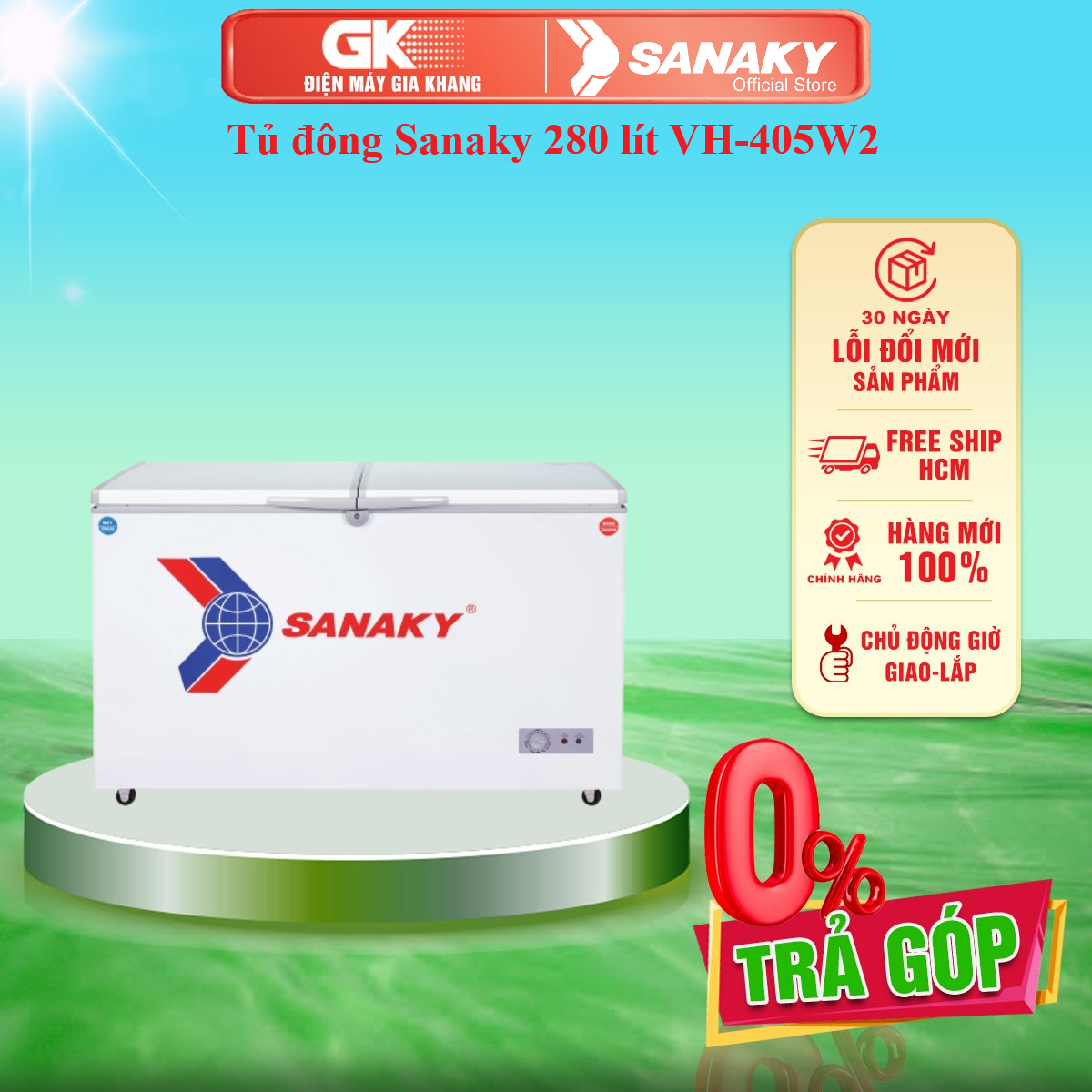 Tủ đông sanaky 280 lít vh-405w2 - giao toàn quốc