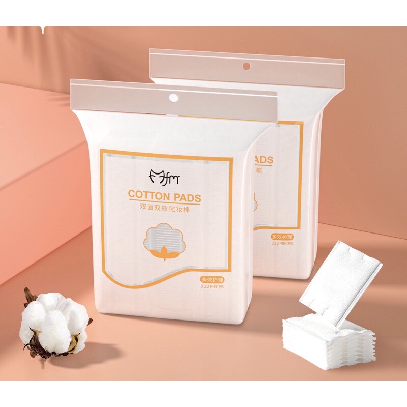 Bông Tẩy Trang 222 Miếng 3 Chất Liệu Cotton Sợi Bông Tự Nhiên Mềm Mịn Thấm Hút Tốt An Toàn Cho Da