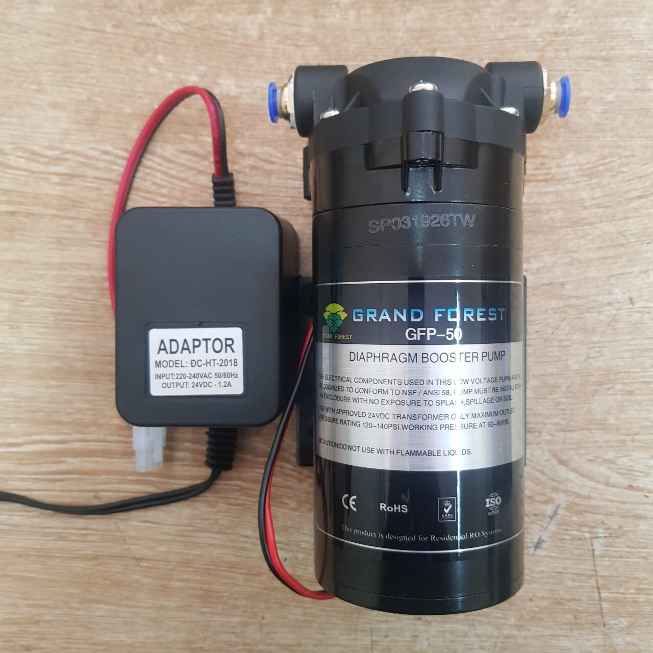 Máy bơm tăng áp 24v gfp-50 + nguồn 24v - bơm phun sương làm mát
