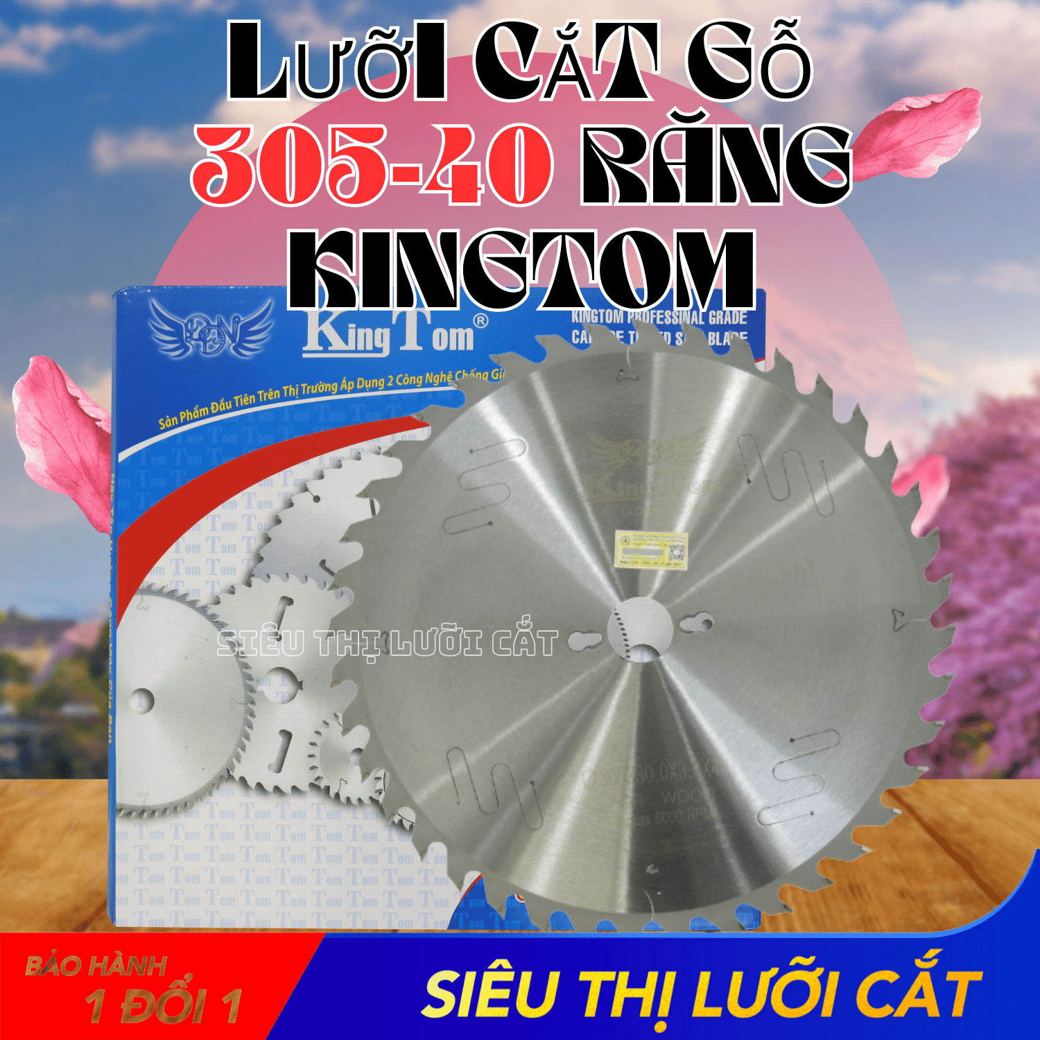 Lưỡi Cưa - Lưỡi Cắt Gỗ Cao Cấp 305-40 Răng KingTom (Khe Laser Giảm Nhiệt Giảm Bụi Tối Đa) - Chuyên Gỗ Có Đinh