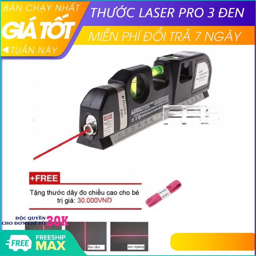 Thước đo khoảng cách bằng tia laser PRO3 (Đen), Thước đo khoàng cách,  thước Laser + Tặng thước dây đo chiều cao