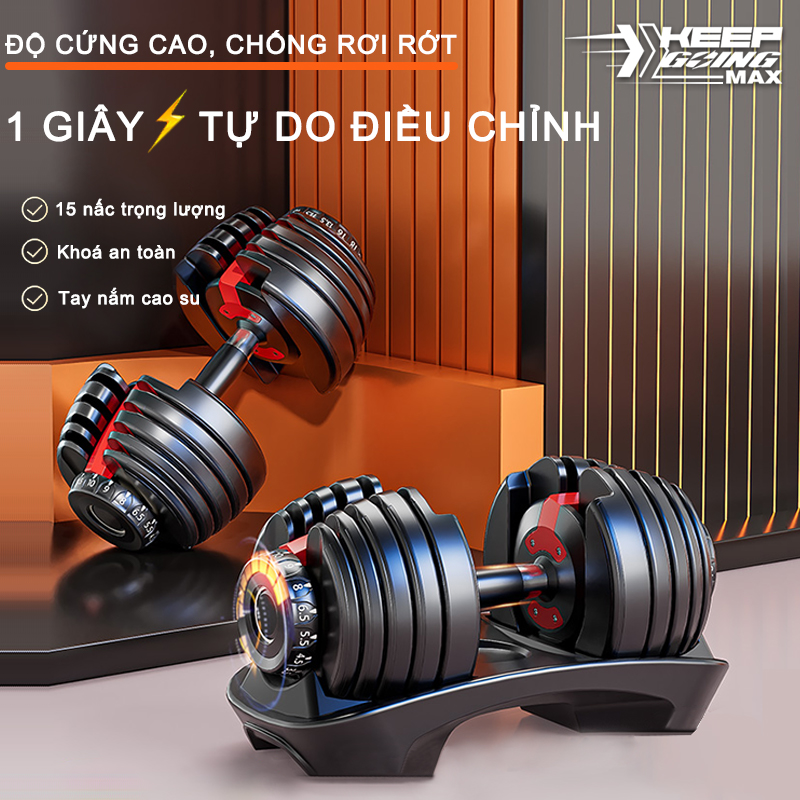 Tạ đơn điều chỉnh 1 Tạ tay điều chỉnh Dumbell Cao Cấp 24kg tạ tập gymTrọng lượng 15Đa số điều chỉnh trọng lượng cho  ,không bị biến dạng ( Có khay đựng )