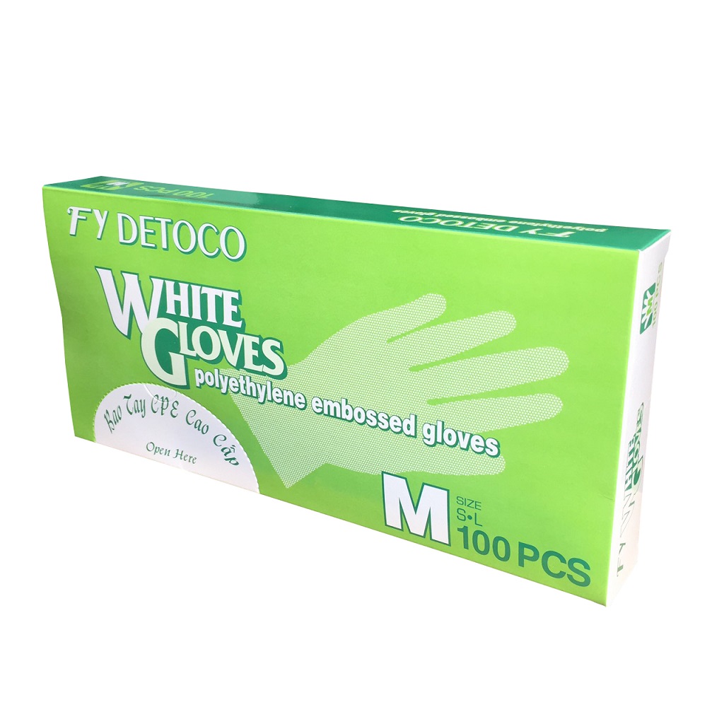 Combo 2 hộp găng tay detoco chế biến thực phẩm, dược phẩm, y tế, size s, m 100 cái/hộp.
