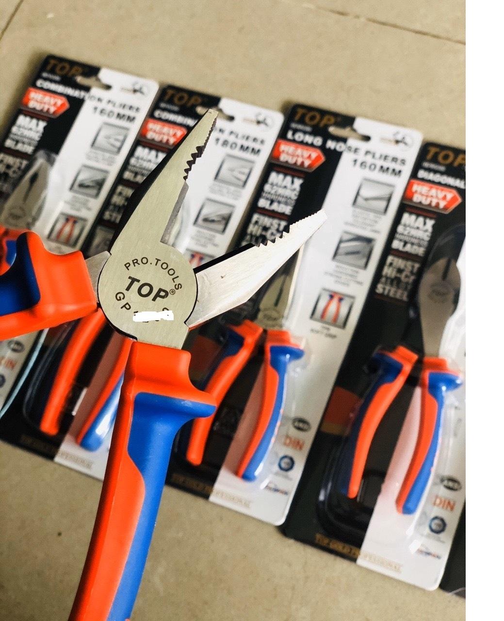 Kìm điện cán đỏ xanh 160mm cao cấp top gp1160