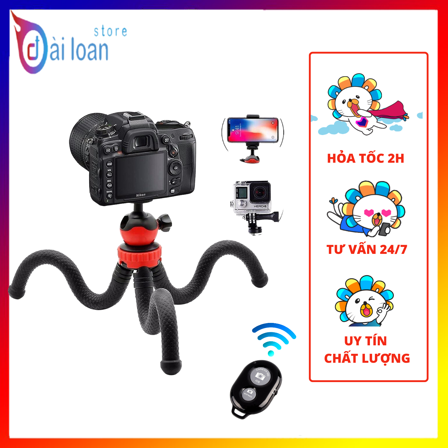 Chân đế máy ảnh Tripod Ballhead Mini Octopus Flexible (Giao Màu Ngẫu Nhiên) - HÀNG NHẬP KHẨU