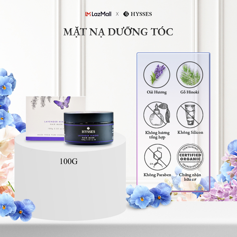 Mặt Nạ Tóc Cao Cấp Hysses Hair Mask Cho Tóc Bóng Mượt, Chắc Khỏe, Kiểm Soát Gàu, Hỗ Trợ Mọc Tóc, Ngăn Ngừa Chấy Với Tinh Dầu Oải Hương - Gỗ Hinoki Hữu Cơ Tự Nhiên