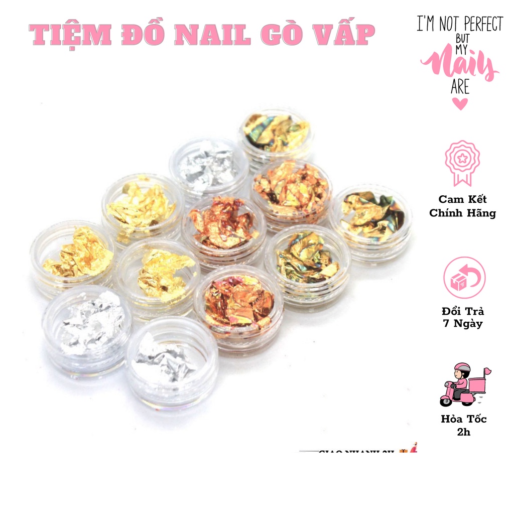 Set giấy bạc vụn trang trí móng 12 ô
