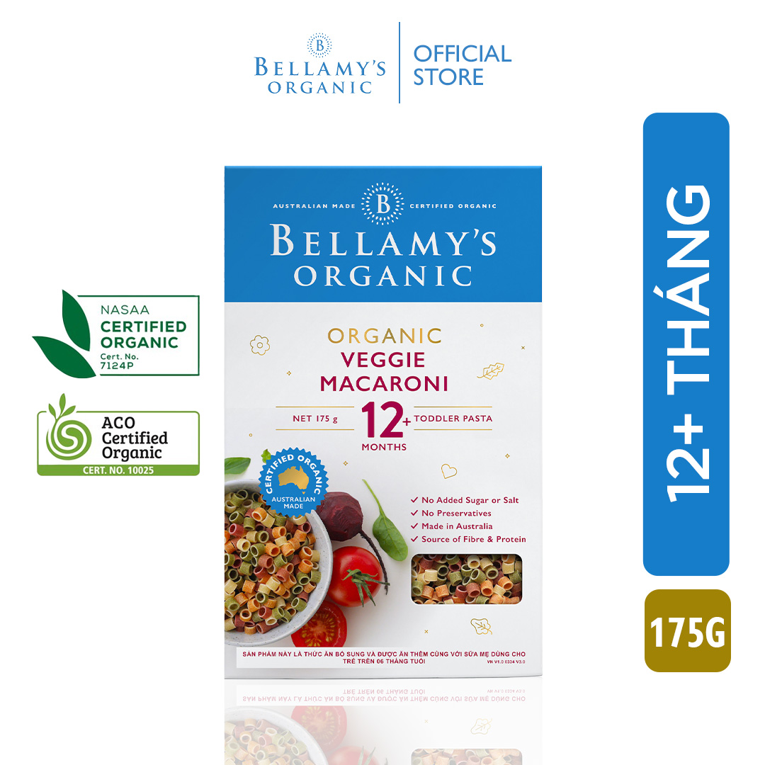 Nui Hữu Cơ Hình Ống Lúa Mì Semolina Và Rau Củ Bellamy's Organic (CTKM mua 1 tặng 1)